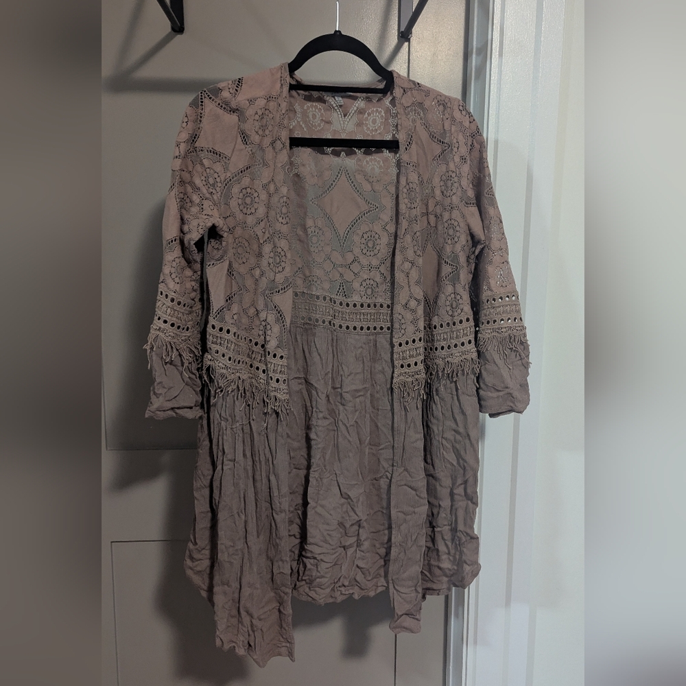Brown Lace Cardigan